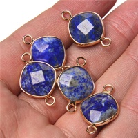 Pendentif en cristal de jade de guérison plaqué or à double trou de 14 mm, accessoires de fabrication de bijoux, cadeau tendance pour femmes