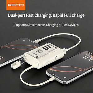 Banque d'alimentation RECCI RPB-P57 10000mAh PD 35W à charge rapide avec câbles intégrés, double entrée, compatible ordinateur portable, chargeur portable - Product Image 6