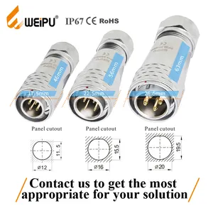 China Factory WEIPU Connector In-line Cable Connectors 4 Pin Waterproof Solder Wire Connectors