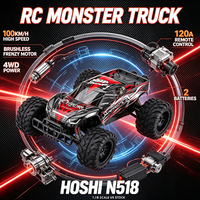HOSHI N518 Voiture RC à l'échelle 1/8, stock US, 100KM/H, moteur brushless haute vitesse, 4x4, 120A, Monster Truck télécommandé, 2 batteries