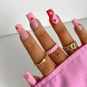 Día de San Valentín nueva chica Rosa ojos de gato acrílico <span class=keywords><strong>uñas</strong></span> decoraciones <span class=keywords><strong>amor</strong></span> estrella romántica Prensa en <span class=keywords><strong>uñas</strong></span> almendra 24 Uds <span class=keywords><strong>uñas</strong></span> postizas - Product Image 3