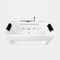 Baignoire de massage Whirlpool SPA en acrylique, grande baignoire d'hôtel avec jets LED, pour 2 personnes, avec jupe latérale, bain intérieur, spa chauffant