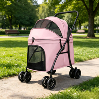 Poussette pliable robuste pour grands chiens avec panier de transport amovible et roues pivotantes à 360 degrés