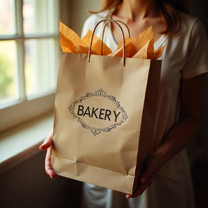 Sacs en papier kraft personnalisés pour l'emballage alimentaire en gros avec logo OEM/ODM, sacs de boulangerie avec poignée longue - Product Image 6