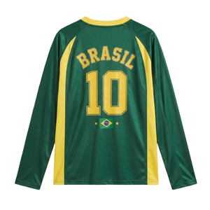 Camiseta de Fútbol de Brasil 2026 de Manga Larga, Estilo Vintage, Personalizada, Económica, para Hombre y Mujer - Product Image 2