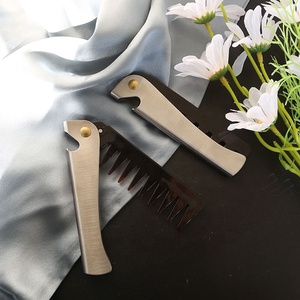 Peine para Hombre, Peine de Barbería para Peinado Slick Back, Peine de Bolsillo Plegable de Dientes Anchos para Estilo <span class=keywords><strong>Pompadour</strong></span>, Peine de Acero Inoxidable Plegable para Pomada y Aceite - Product Image 2