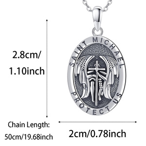 Chất lượng cao hình bầu dục Saint <span class=keywords><strong>Michael</strong></span> cầu nguyện chúng tôi Vòng cổ không thể phá vỡ bảo vệ quyến rũ đồ trang sức can đảm an toàn cho các vận động viên thành viên gia đình - Product Image 5