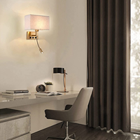 Appliques murales de chambre à coucher, applique murale filaire avec USB et lampe de lecture, abat-jour en tissu, lampes murales de chevet pour couloirs d'hôtel