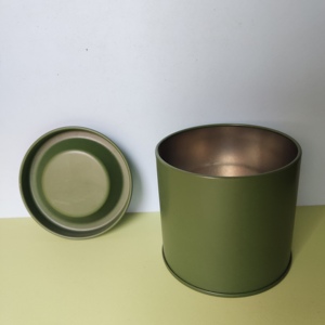 Boîtes en métal rondes mates vert armée personnalisées en gros, <span class=keywords><strong>de</strong></span> qualité alimentaire, avec couvercles, pour bougies et emballages <span class=keywords><strong>de</strong></span> thé. - Product Image 5