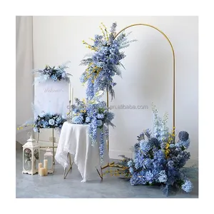 Factory Price Silk Flower Blue Color Flowers Decoration Events Artificial Flower Decor Table Runner
