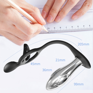 Vibrador Anal 2 en 1 de Metal con Anillo para Pene, Resistente al Agua, con Garantía de 12 Meses - Juguete Sexual Anal para Hombres y Parejas - Product Image 5