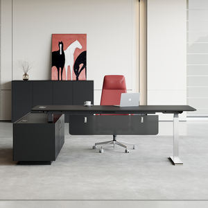 Smart Office Manager Boss Ceo Mesa eléctrica Altura ajustable en forma de L <span class=keywords><strong>Executive</strong></span> Sit Stand Escritorio Pata de acero inoxidable - Product Image 1