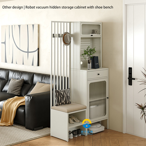 Robot Vacuum Cleaner Hidden Storage <b>Cabinet</b> With Glass Doors Stand <b>Sideboard</b> Bar for Kitchen Living Room RS-01 Modern Design - S - Product Image 1