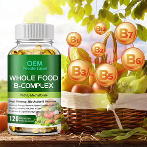Cápsulas de gel blando de complejo de vitamina B de alimentos integrales a base de plantas veganas OEM 100% con L-metilfolato compatible con el bienestar del metabolismo energético - Product Image 5