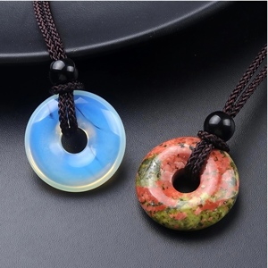 Jingfa - Collar de Cristal con Colgante de Donut de 30 mm, Cuerda Ajustable, Cristal de Chakra, Amuleto de la Suerte - Product Image 5