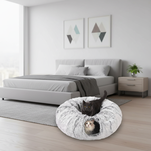 <span class=keywords><strong>Tunnel</strong></span> per Gatti Interattivo Pieghevole in Peluche, Design Classico a Forma di Ciambella, per Interni - Product Image 1
