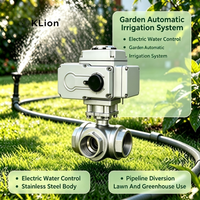 Vanne à bille électrique à 3 voies KLION RTS DN50 2 pouces en acier inoxydable, type marche/arrêt, filetée pour l'eau, personnalisable OEM, 12V 24V DC 220V