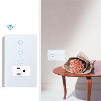 JRUMP US interrupteur intelligent et prise intelligente combinaison interrupteur mural prise en charge Alexa WIFI maison intelligente panneau en verre trempé de luxe