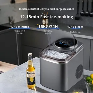 Mini machine à glaçons entièrement automatique à brancher, grande capacité de 1,5 L, machine à glaçons carrés pour usage domestique et professionnel - Product Image 2