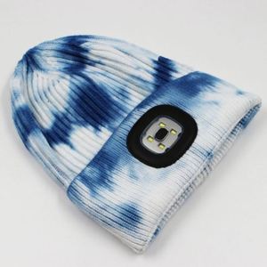 New Design 2026 Winter Outdoor Night Running Beanie <b>Tie</b> Dyed Thick Beanie with LED Lights - Product Image 4