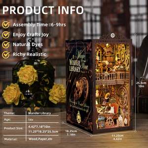 Hamaileon Wonder Library <span class=keywords><strong>3D</strong></span> DIY Puzzles Kit LED Light Book Nook Miniature House pour la décoration intérieure et cadeau Serre-livres - Product Image 3
