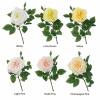 Composition florale murale haut de gamme en roses artificielles en soie pour mariage, Noël, Halloween – Couleurs douces blanc et jaune