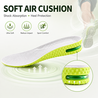 Semelles rehausseuses ajustables à 3 couches en PU avec coussin d'air, hauteur 1,5 2,5 3,5 cm, respirantes, avec base verte, rehausseurs discrets 3536 4345