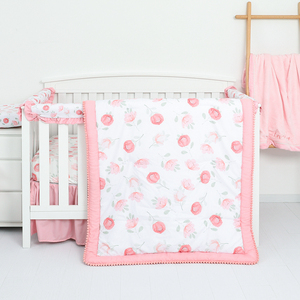 Cartoon Pink <strong>Floral</strong> 100% Cotton Baby Girls Bedding Set Baby Bedding Set for <strong>Crib</strong> - Product Image 2