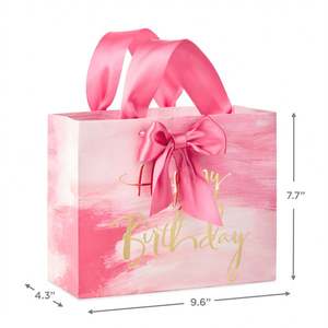 Sac cadeau moyen rose aquarelle joyeux anniversaire - Product Image 3