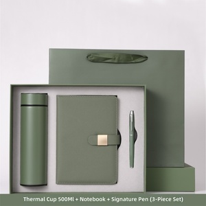 Set de Regalo de Taza Térmica, Set Corporativo Promocional, Set de Agenda de Lujo con Logotipo Personalizado, Cuaderno de Cuero Naranja Colorido y Bolígrafo de Regalo - Product Image 2
