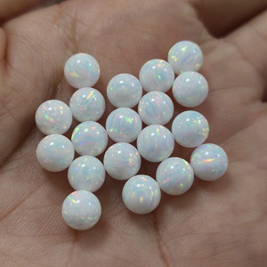 โอปอลสังเคราะห์ OP17 สีขาวไฟ ขนาด 6 มม. รูเจาะเต็มเม็ด สำหรับทำสร้อยข้อมือ - Product Image 1