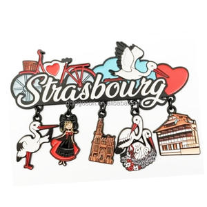 Aimants de réfrigérateur 3D en métal émaillé <span class=keywords><strong>Alsace</strong></span> Strasbourg, <span class=keywords><strong>Allemagne</strong></span> France, Horloge Maison, Aimants de voyage 3D personnalisés en métal émaillé - Product Image 4