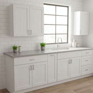 Mobiletto da parete Sunique Sydney White Shaker, profondità 18 pollici, mobile da cucina moderno con maniglia e pomello, design contemporaneo - Product Image 3