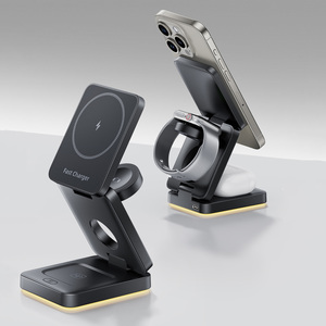 Station de charge sans fil magnétique pliable 3-en-1 HiTao 15W pour téléphones, écouteurs et montres - Product Image 3