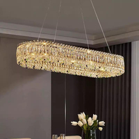 Lustre en cristal K9 en acier inoxydable de luxe, luminaire suspendu moderne pour salon, chambre d'hôtel, restaurant, lampe longue suspendue