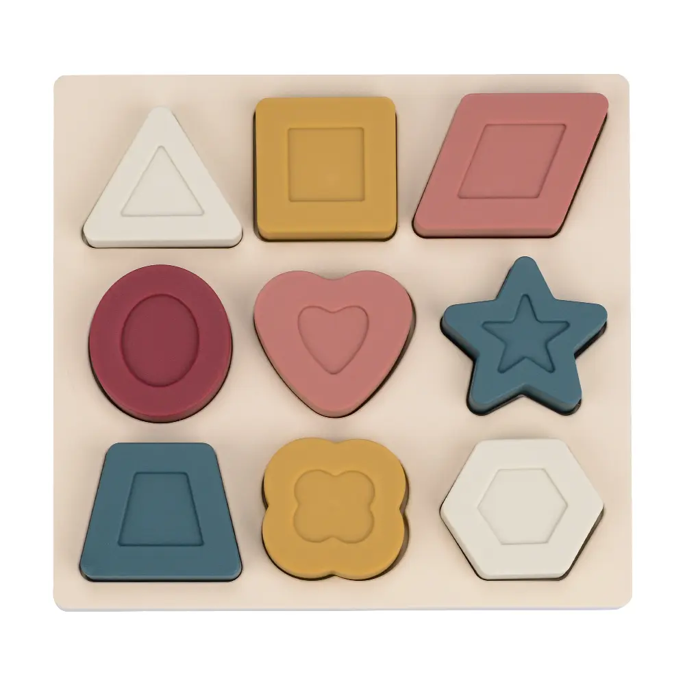 Pendidikan Mudah Mengambil Puzzle Anak-anak Geometris Baru Bayi Food Grade Silikon Teka-teki Warna-warni