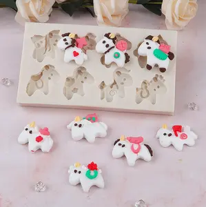 Cetakan kue Fondant coklat DIY, cetakan silikon Fondant coklat kuda Unicorn