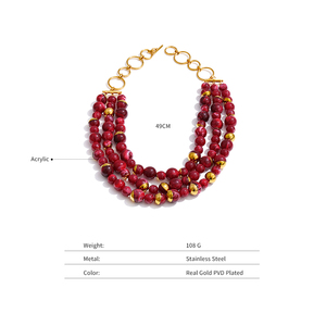 Collar Mchic 6968 de Moda, Hecho a Mano con Cuentas Acrílicas, Cadena de Tres Capas de Acero Inoxidable Chapado en Oro - Product Image 6