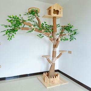 كبيرة صلبة شجرة شجرة يدوية الصنع حامل خشب طبيعي فاخر القط لعب ديكور غرفة المعيشة هدية - Product Image 2