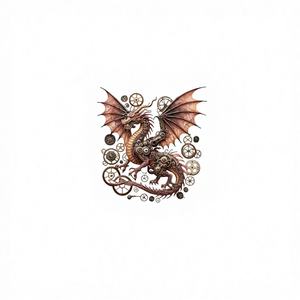 T-shirt court en tricot imprimé Steampunk Dragon Gears Y2K pour femme, coupe ajustée - Product Image 1