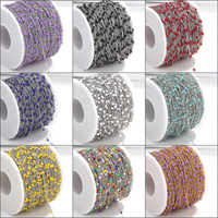 Chaînes de perles en émail en acier inoxydable de 2 mm, plaquées or, type câble satellite, en rouleau, pour la fabrication de colliers, bracelets et composants de bijoux DIY