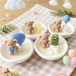 Creative <b>Bear</b> Gypsum Bowl Scented Candle for Home Ornament <b>Cute</b> Decorative Fragrance Wedding Gift Candle - Product Image 2
