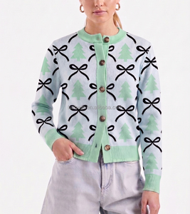 Cardigan <span class=keywords><strong>en</strong></span> tricot pour femme, motif bonhomme <span class=keywords><strong>en</strong></span> pain d'épices, boutonné, col rond, <span class=keywords><strong>pull</strong></span> de Noël pour les fêtes d'hiver, tenues de boutique - Product Image 4