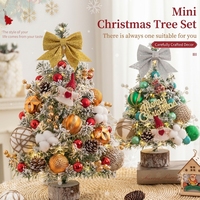 Mini arbre de Noël artificiel de table 45 cm, mini sapin de Noël avec pommes de pin et boules pour décorations de Noël à la maison et au bureau