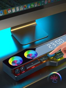 Haut-parleur miroir <span class=keywords><strong>de</strong></span> jeu V18 RGB pour PC, boîte <span class=keywords><strong>de</strong></span> <span class=keywords><strong>son</strong></span> 3D, <span class=keywords><strong>barre</strong></span> <span class=keywords><strong>de</strong></span> <span class=keywords><strong>son</strong></span> avec horloge, <span class=keywords><strong>audiophile</strong></span> haut <span class=keywords><strong>de</strong></span> gamme, haut-parleur professionnel - Product Image 4