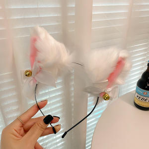 Katzenohren Schleife Stirnband Halskette Cosplay Hasenohren Plüsch Glocke Haarband Damen Mädchen Maskerade Party Kopfschmuck Haaraccessoires - Product Image 3