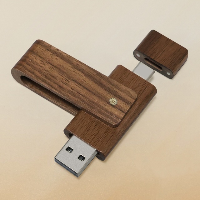 Best Seller Trending New TYPE-C Rotatable USB Disk Memory Stick for iphone Creative Business Gifts Wooden USB 3.0 Flash Drive