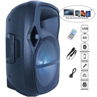 Sistema de Karaoke con Subwoofer de 400W y 15 Pulgadas, Altavoz Inalámbrico BT, Pantalla LCD, Luces LED para Fiestas, Soporte, Micrófono, Batería, Bocina Parlante