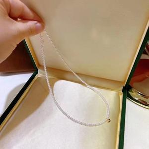 Collar de Perlas Naturales de Agua Dulce de 4-4.5mm con Cadena Espiral, Color Blanco Brillante, Regalo para Mujer - Product Image 2