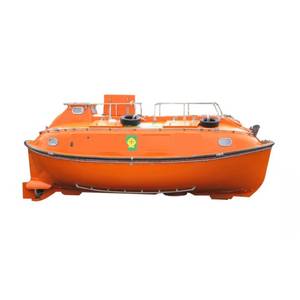 Bateau de sauvetage semi-enclos d'occasion avec grue de mise à l'eau manuelle et équipement de survie de base, adapté aux petits navires - Product Image 1